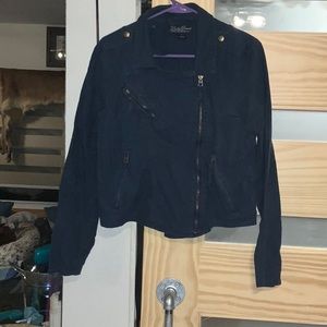 Linen Moto Jacket. Navy